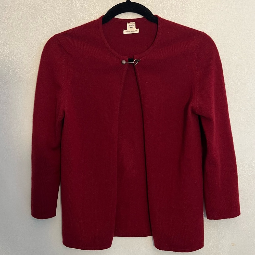 Hermes Paris Cardigan with Antique Hardware (Dark Cherry Red/Size 36 FR)